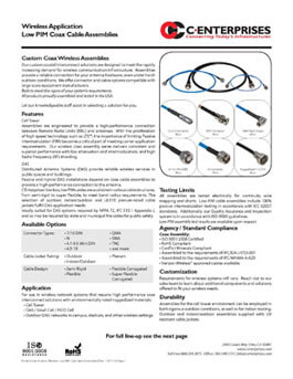 Coax Cable Assembly Spec Sheet
