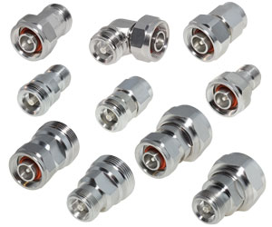 ConnectoRF RF Coax Low PIM Adapter Kit 4.3-10 to 7-16 DIN Tri-Metal Plating Teflon Insulation Silver Pin 4.3/10 to 7/16
