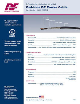 Outdoor DC Power Cable
